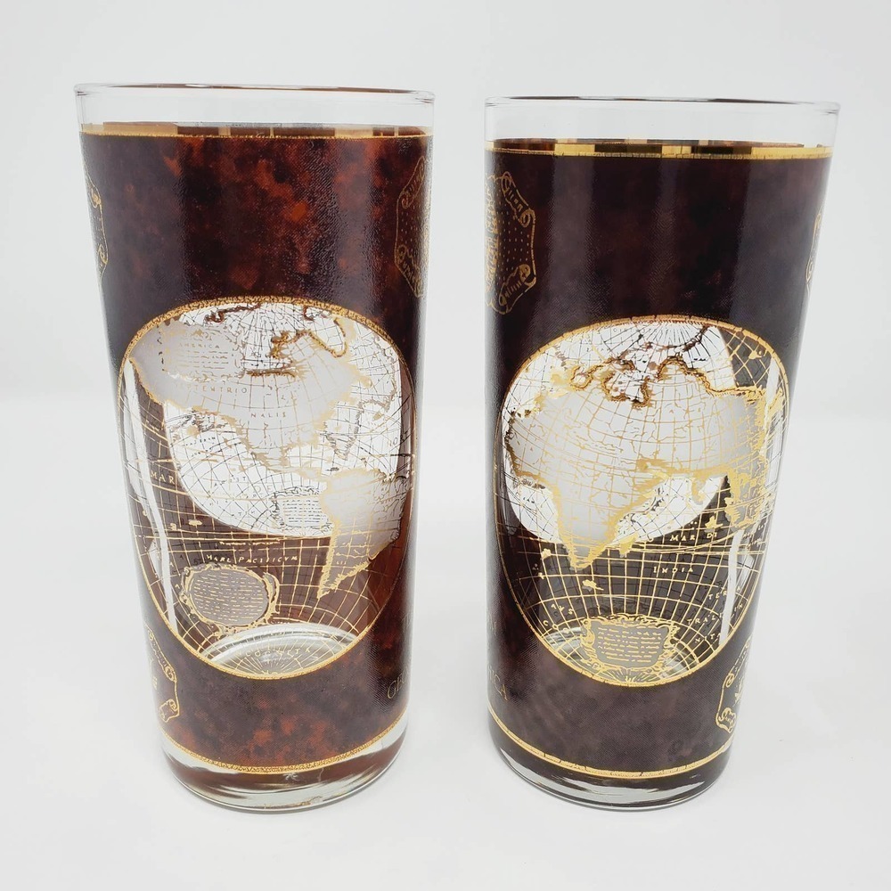 Terrarvm Orbis Geographica Map Brown Gold Glass